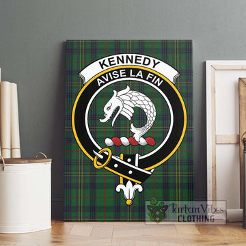 Kennedy Tartan Canvas Print Wall Art with Family Crest