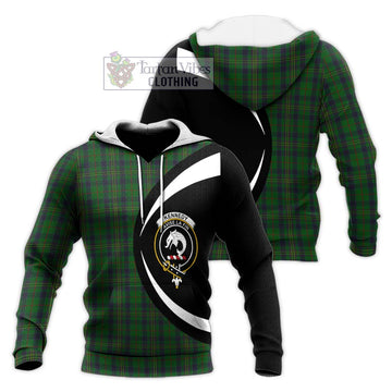 Kennedy Tartan Knitted Hoodie with Family Crest Circle Style