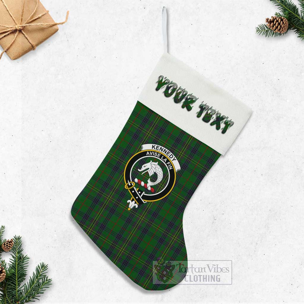 Tartan Vibes Clothing Kennedy Tartan Family Crest Christmas Stocking with Personalized Text