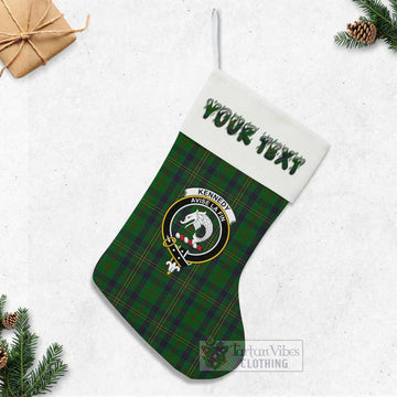 Kennedy Tartan Family Crest Christmas Stocking with Personalized Text