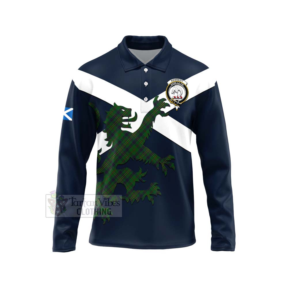 Tartan Vibes Clothing Kennedy Tartan Lion Rampant Long Sleeve Polo Shirt – Proudly Display Your Heritage with Alba Gu Brath and Clan Name