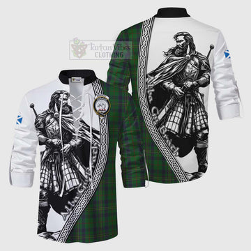 Kennedy Tartan Clan Crest Ghillie Kilt Shirt with Highlander Warrior Celtic Style