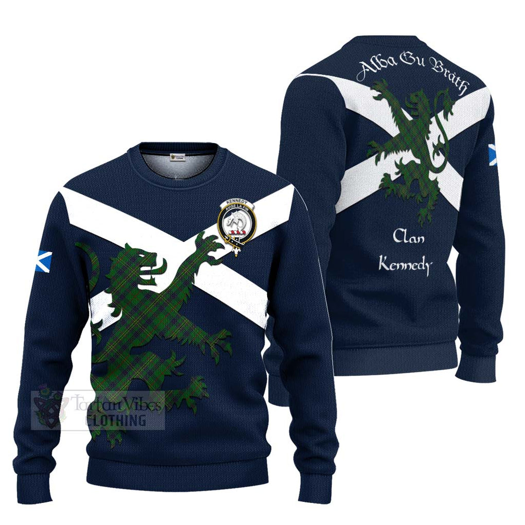 Tartan Vibes Clothing Kennedy Tartan Lion Rampant Knitted Sweater – Proudly Display Your Heritage with Alba Gu Brath and Clan Name