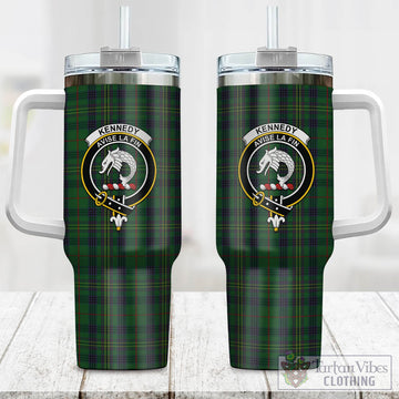 Kennedy Tartan Tumbler with Handle with Family Crest One Size 40 OZ - Tartan Vibes Clothing