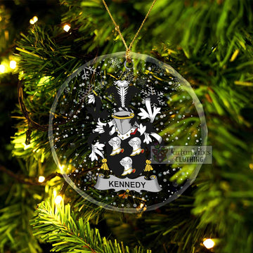 Kennedy Irish Clan Christmas Glass Ornament with Coat of Arms