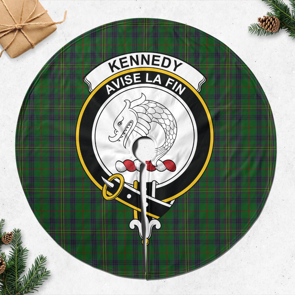 Kennedy Tartan Christmas Tree Skirt with Family Crest - Tartanvibesclothing