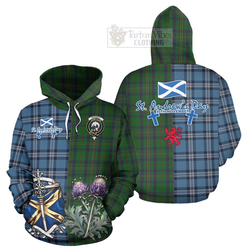 Tartan Vibes Clothing Kennedy Tartan Hoodie Happy St. Andrew's Day Half Tartan Style