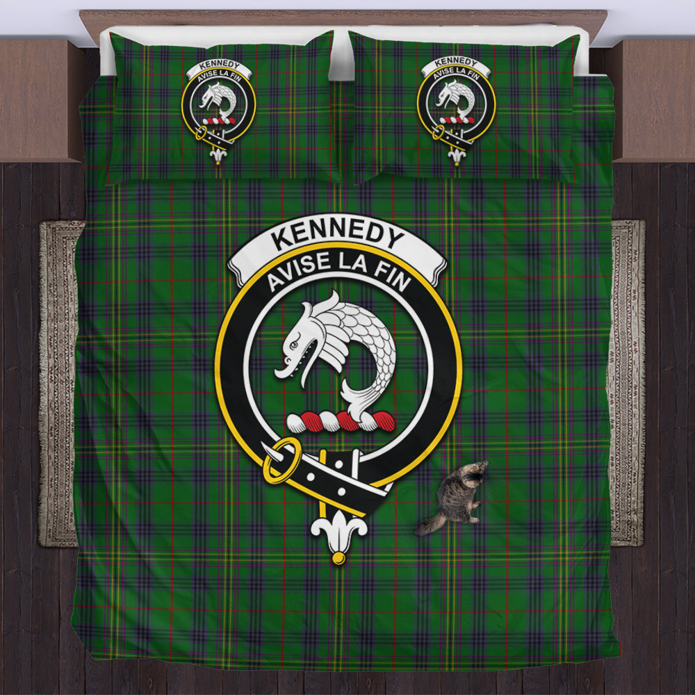 Kennedy Tartan Bedding Set with Family Crest US Bedding Set - Tartan Vibes Clothing