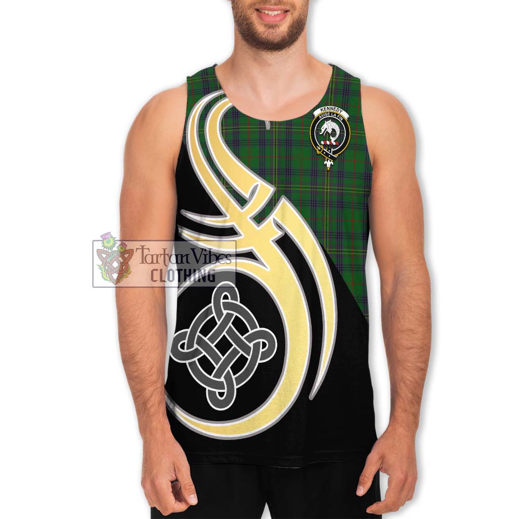 Kennedy Tartan Men's Tank Top with Family Crest and Celtic Symbol Style Men - Tartan Vibes Clothing