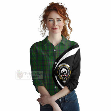 Kennedy Tartan Women's Casual Shirt with Family Crest Circle Style