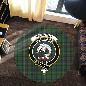 Kennedy Tartan Round Rug with Family Crest