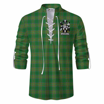 Kennedy Irish Clan Tartan Ghillie Kilt Shirt with Coat of Arms