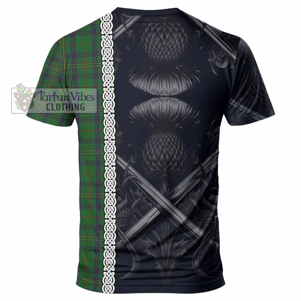 Tartan Vibes Clothing Kennedy Tartan T-Shirt with Family Crest Cross Sword Thistle Celtic Vibes