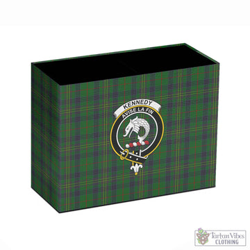 Kennedy Tartan Pen Holder with Family Crest