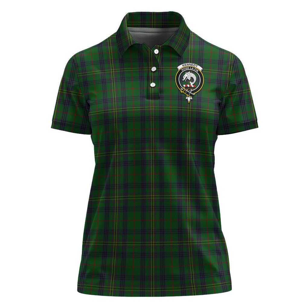 Kennedy Tartan Polo Shirt with Family Crest For Women - Tartan Vibes Clothing