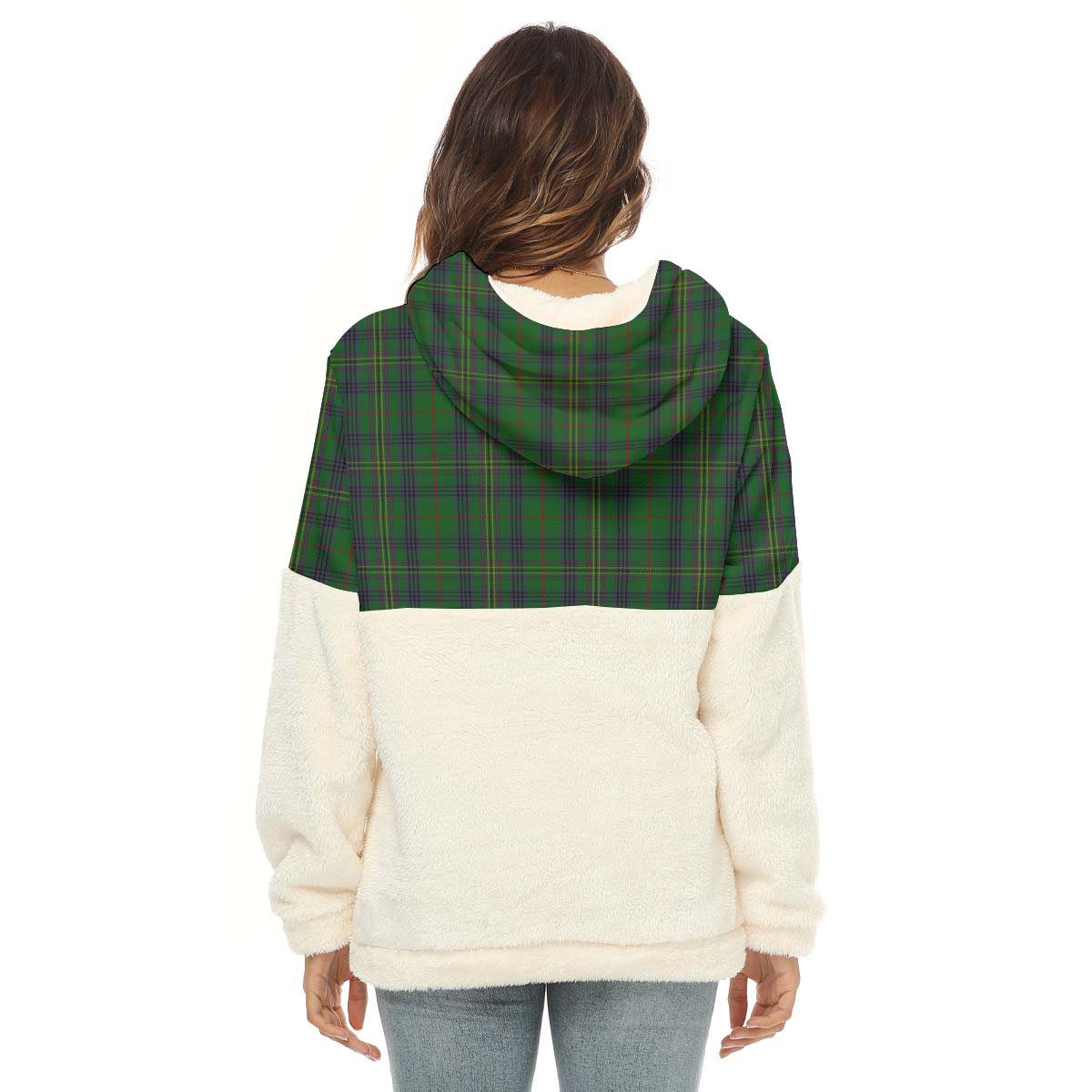 Kennedy Tartan Women's Borg Fleece Hoodie With Half Zip - Tartan Vibes Clothing