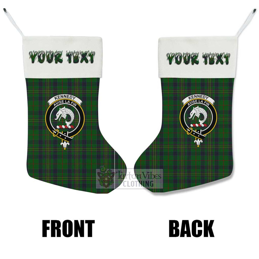 Tartan Vibes Clothing Kennedy Tartan Family Crest Christmas Stocking with Personalized Text