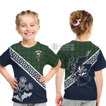Kennedy Tartan Kid T-Shirt Featuring Thistle and Scotland Map - Tartan Vibes Clothing
