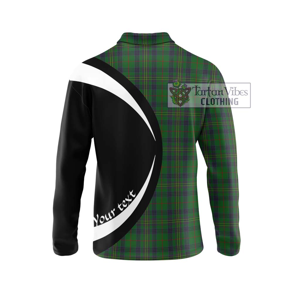 Kennedy Tartan Long Sleeve Polo Shirt with Family Crest Circle Style - Tartan Vibes Clothing