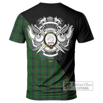 Kennedy Tartan T-Shirt with Family Crest and Military Logo Style