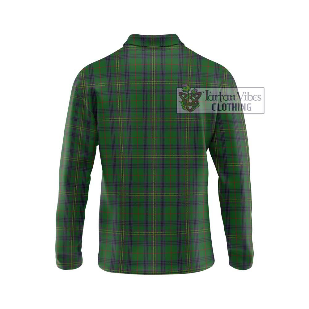 Kennedy Tartan Long Sleeve Polo Shirt with Family Crest DNA In Me Style - Tartanvibesclothing Shop