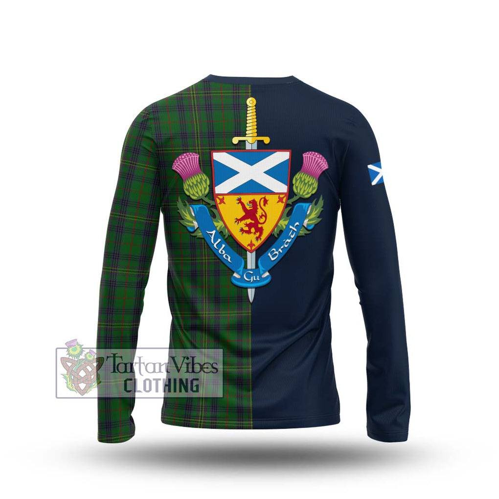 Tartan Vibes Clothing Kennedy Tartan Long Sleeve T-Shirt with Scottish Lion Royal Arm Half Style