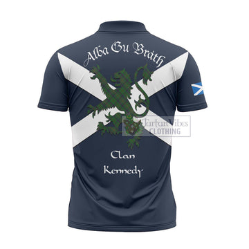 Kennedy Tartan Lion Rampant Zipper Polo Shirt Proudly Display Your Heritage with Alba Gu Brath and Clan Name