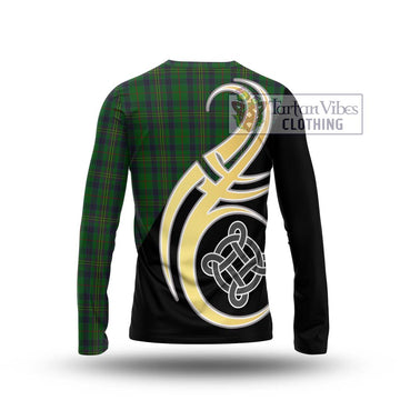 Kennedy Tartan Long Sleeve T-Shirt with Family Crest and Celtic Symbol Style