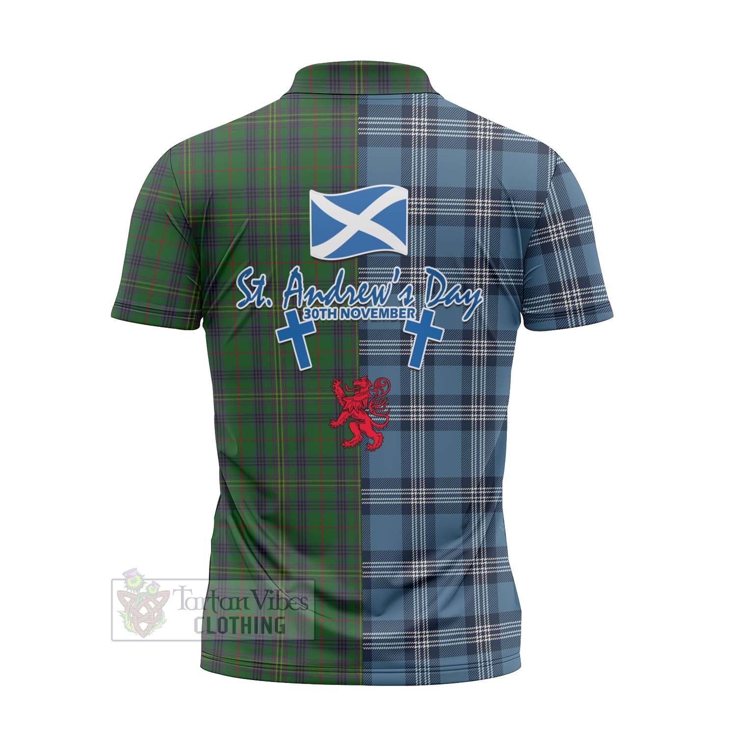 Tartan Vibes Clothing Kennedy Tartan Zipper Polo Shirt Happy St. Andrew's Day Half Tartan Style