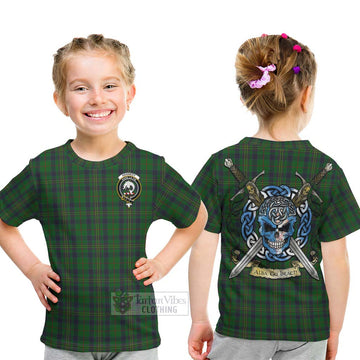Kennedy Tartan Kid T-Shirt with Family Crest Celtic Skull Style - Tartan Vibes Clothing