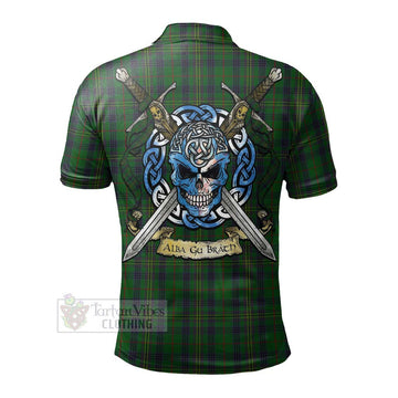 Kennedy Tartan Polo Shirt with Family Crest Celtic Skull Style