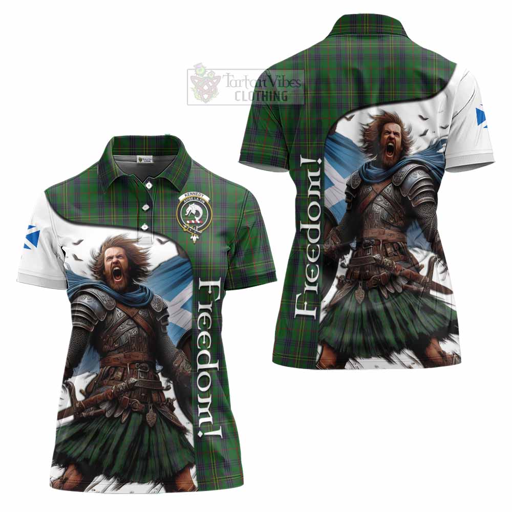 Tartan Vibes Clothing Kennedy Crest Tartan Women's Polo Shirt Inspired by the Freedom of Scottish Warrior