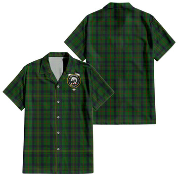 Kennedy Tartan Short Sleeve Button Down Shirt with Family Crest