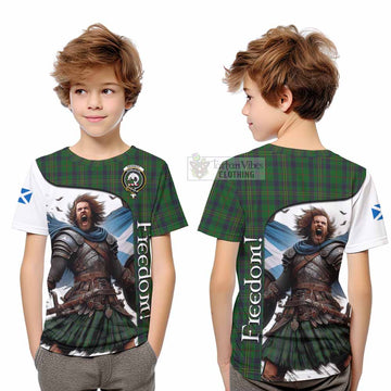 Kennedy Crest Tartan Kid T-Shirt Inspired by the Freedom of Scottish Warrior