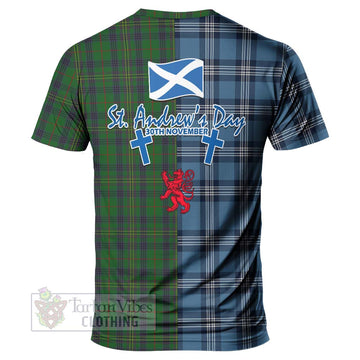 Kennedy Tartan T-Shirt Happy St. Andrew's Day Half Tartan Style