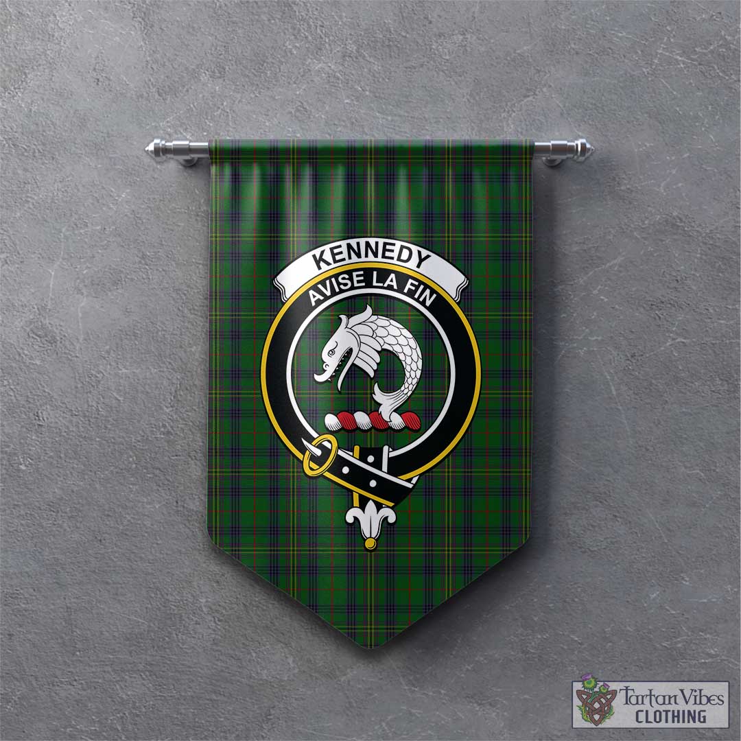 Tartan Vibes Clothing Kennedy Tartan Gonfalon, Tartan Banner with Family Crest