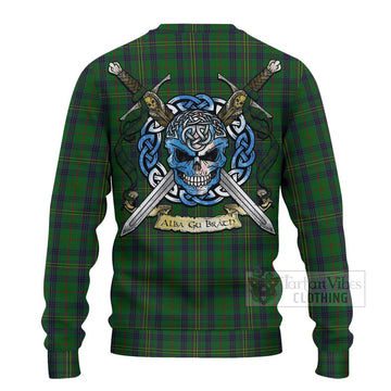 Kennedy Tartan Ugly Sweater with Family Crest Celtic Skull Style