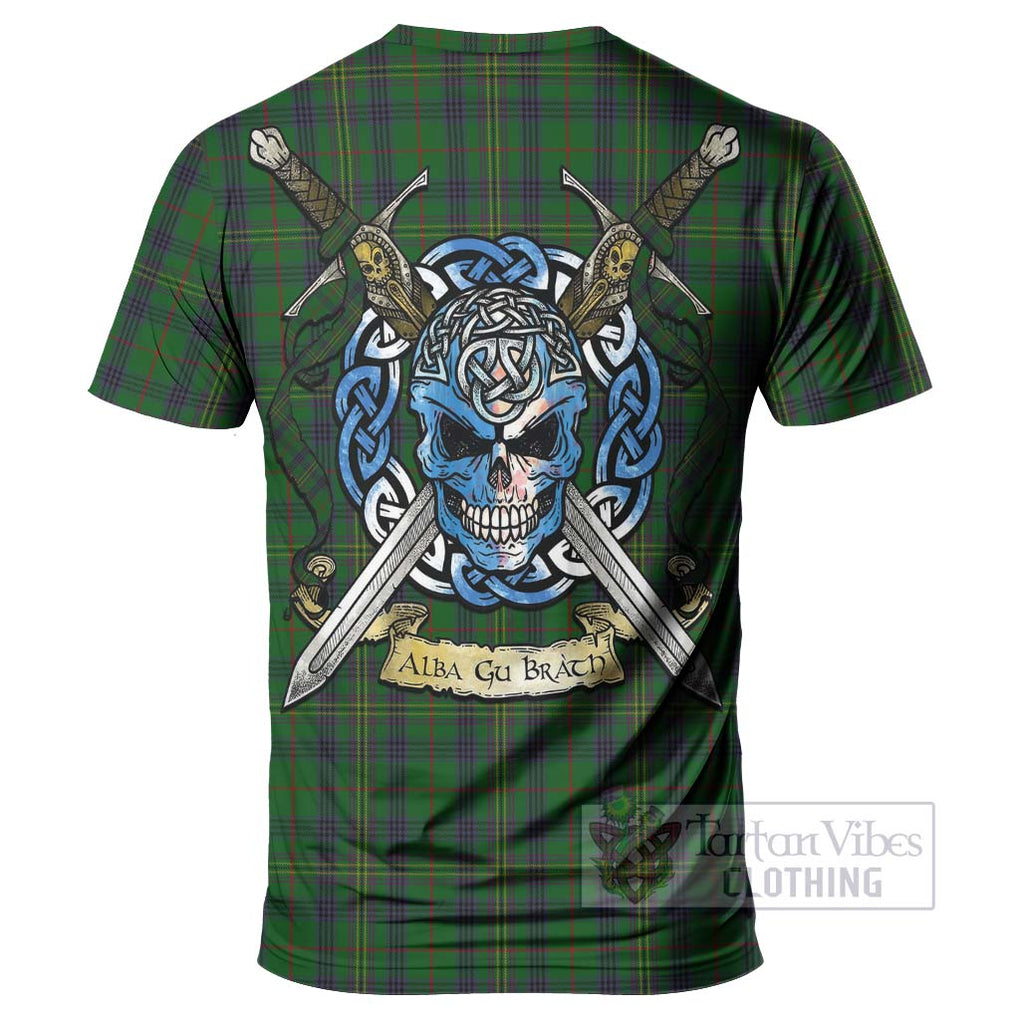 Tartan Vibes Clothing Kennedy Tartan T-Shirt with Family Crest Celtic Skull Style