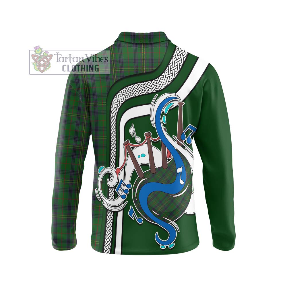 Tartan Vibes Clothing Kennedy Tartan Long Sleeve Polo Shirt with Epic Bagpipe Style