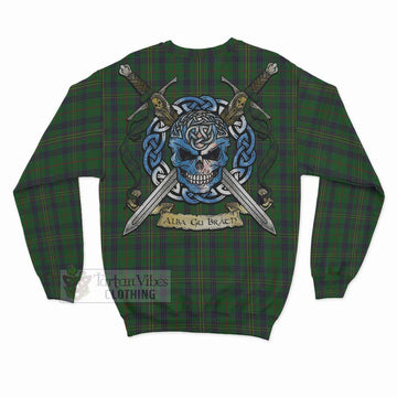 Kennedy Tartan Sweatshirt with Family Crest Celtic Skull Style