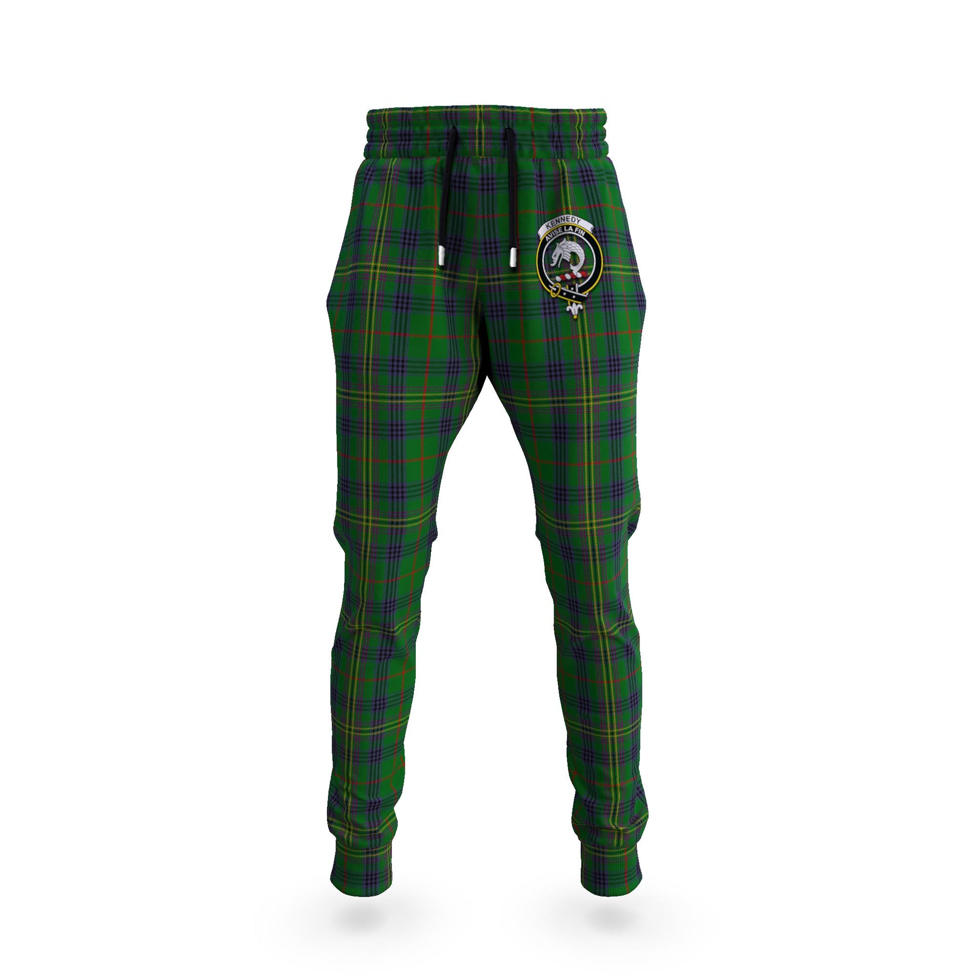 Kennedy Tartan Joggers Pants with Family Crest 5XL - Tartan Vibes Clothing