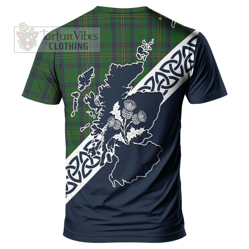 Kennedy Tartan T-Shirt Featuring Thistle and Scotland Map