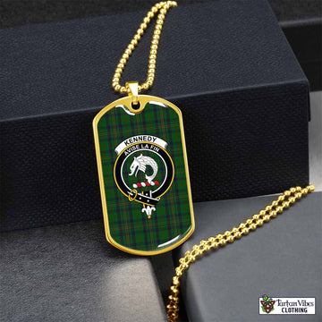 Kennedy Tartan Dog Tag Necklace with Family Crest