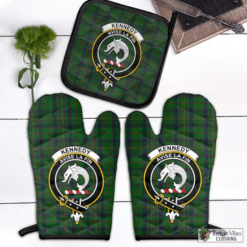 Kennedy Tartan Combo Oven Mitt & Pot-Holder with Family Crest Black - Tartan Vibes Clothing