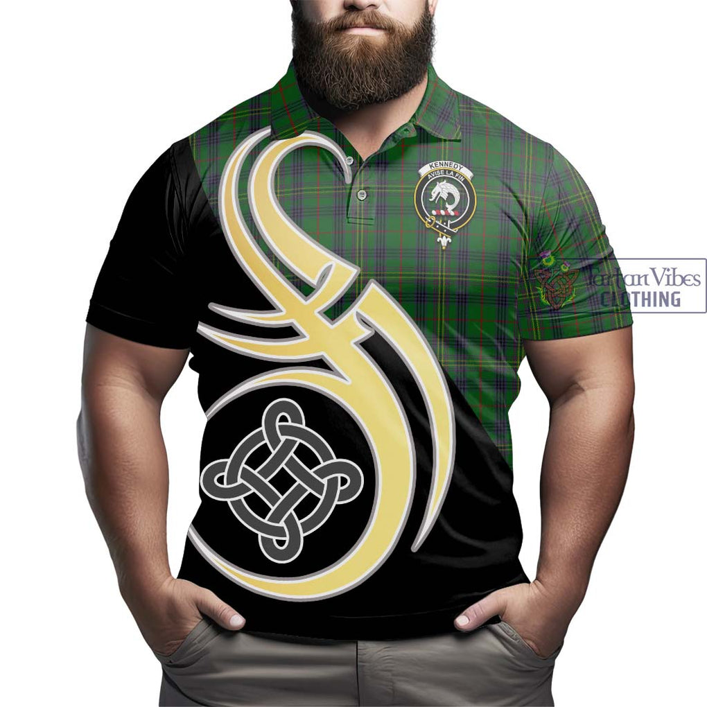 Kennedy Tartan Polo Shirt with Family Crest and Celtic Symbol Style - Tartan Vibes Clothing