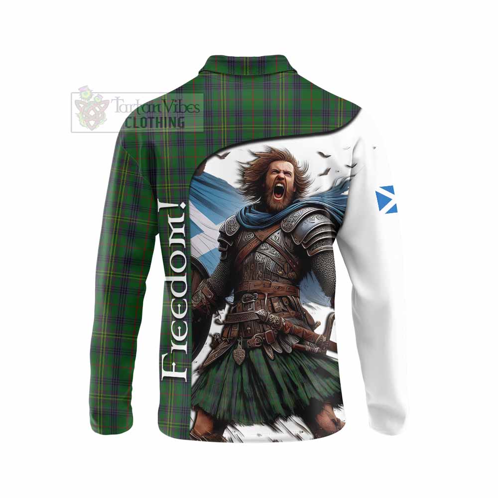 Tartan Vibes Clothing Kennedy Crest Tartan Long Sleeve Polo Shirt Inspired by the Freedom of Scottish Warrior