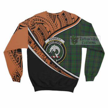 Kennedy Crest Tartan Sweatshirt with Polynesian Vibes Style - Orange Version