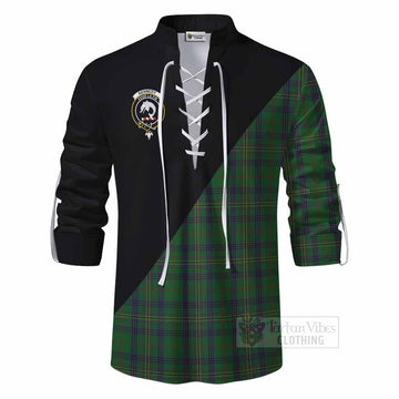 Kennedy Tartan Ghillie Kilt Shirt with Family Crest and Military Logo Style