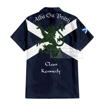 Kennedy Tartan Lion Rampant Short Sleeve Button Shirt  Proudly Display Your Heritage with Alba Gu Brath and Clan Name