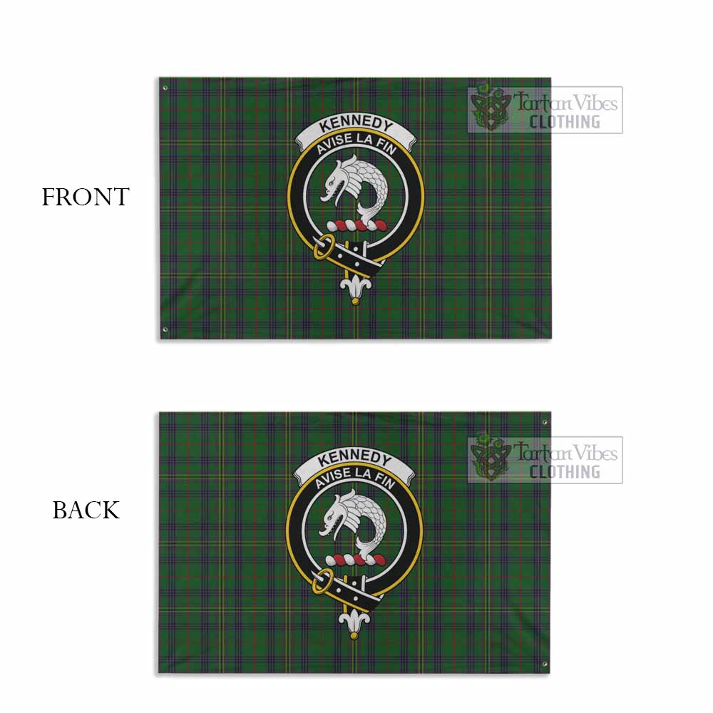 Tartan Vibes Clothing Kennedy Tartan House Flag with Family Crest